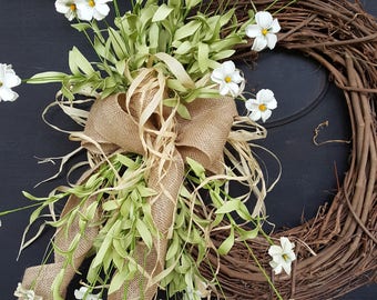 Front door wreaths, Summer wreaths, Home Decor wreaths, Wreath Great for All Year Round - Everyday Wreath, Door Wreath, Cream floral Wreath