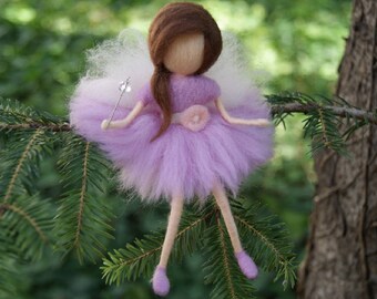 Little Wool Fairy,Sitting fairy, needle felt fairy, Waldorf fairy, Fairy miniature, Waldorf Inspired Wool Fairy, Waldorf Nursery Decor