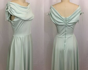 1970s Mint Poly Jersey Disco Dress
