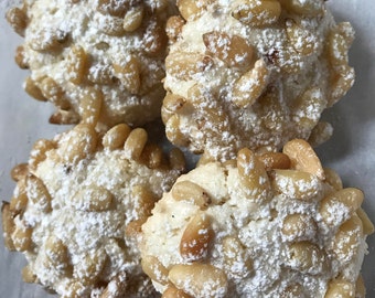 Pignoli Cookies-One Dozen-2 Dozen-Pine Nuts-Powdered Sugar-Italian