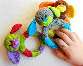 Baby toy Rattle Teething baby toy Grasping Teething Crochet Toys Dog Stuffed toys gift Baby shower gift Christmas gift