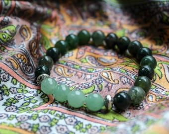 Always Healing~ moss agate and aventurine stacking bracelet