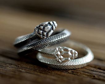 Sterling Silver Snake Ring | Wrapped Serpent Ring | Adjustable Viper Ring | Snake Jewelry for Men and Women | Animal Ring |Snake Couple Ring