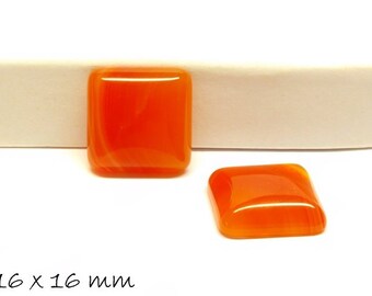 2 PCs gemstone cabochons agate, 16 x 16 mm