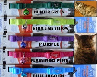 Personalized Embroidered CAT SAFETY Collars - Coastal Safe Cat Brand - 11 Colors To Choose From