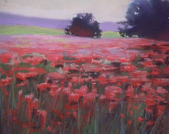 Fields of Pink, pastel painting