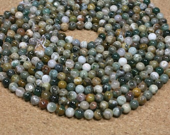 Ocean Jasper Round Beads - Multicolored Smooth Natural Stone Beads, 6mm