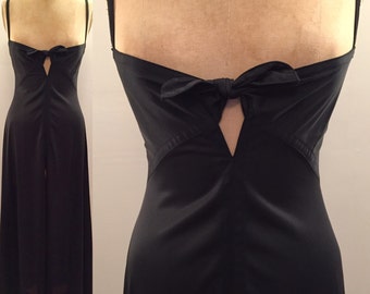 John Kloss for Cira black low cut tie top lingerie gown