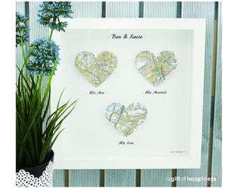 We met We married We Live. Heart Map Print. Wedding Gift. Anniversary Gift. Engagement gift. Paper Anniversary gift. Valentines for him her