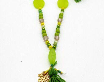 Festival Tassel necklace, green tribal necklace,boho necklace, accessories,bijoux tendances necklace,sautoir fantaisie, sautoir tendances