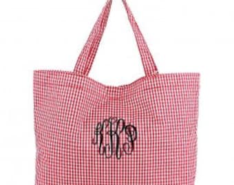 Gingham Tote, Gingham Purse, Gingham Handbag, Gingham Baby Bag, Personalized Tote Bag, Monogram Tote Bag, Gingham Red Tote Bags
