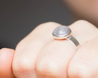 Jupiter - Sterling silver ring with grey Quartz, solitaire ring, natural stone ring