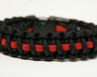 Paracord Survival Bracelet - Thin Red Line Deluxe Firefighter