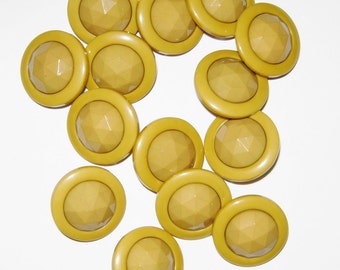 Plastic Olive/Mustard Color Shank Buttons, 1-3/4"