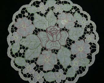 Doily "Purple Rose"-Handmade embroidery
