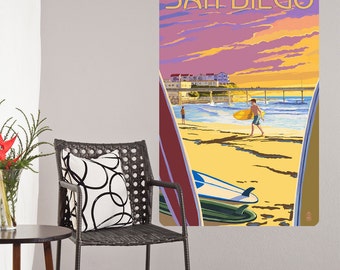 San Diego California Surfing Wall Decal - #60870