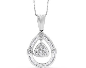 0.40 Ct. Natural Diamond Fashion Pear Tear Drop Pendant in Solid 14k White Gold