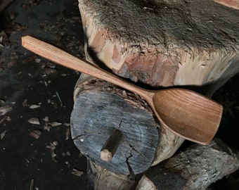 11" serving spoon, cooking spoon, hand carved wooden spoon
