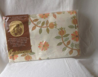 Vintage Linens Vintage Queen Sheet Retro Decor Fieldcrest Patience Rose