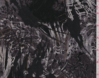 Black/Charcoal Abstract Chenille Jacquard, Fabric By The Yard