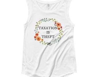 Taxation is Theft Ladies’ Cap Sleeve Tank