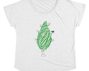 Let It Grow - Women's / Ladies - Dolman T-shirt - Heather White by Oliver Lake iOTA iLLUSTRATiON