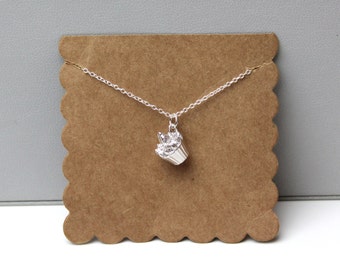 Silver Cupcake Necklace // dainty sterling silver necklace // with gift packaging
