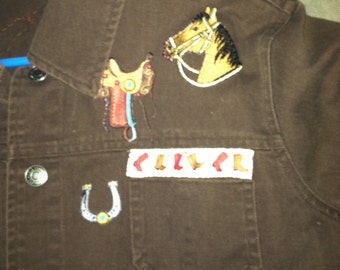 Cowboy themed Chocolate brown jean jacket