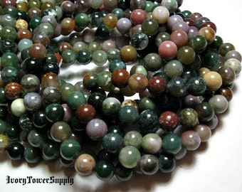 1 Strand 8mm Indian Agate Beads, Natural Gemstone Beads, Multi Color Beads, Round Gemstone Beads