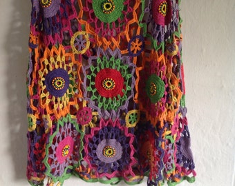 1970s crochet jumper multi coloured