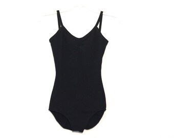 Vintage 80s bodysuit leotard spandex black basic