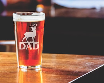 Dad and Deer - Etched Pint Glass