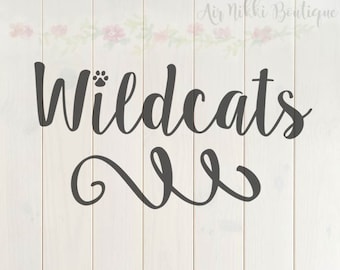 Wildcats, paw print, SVG, PNG, DXF files, instant download