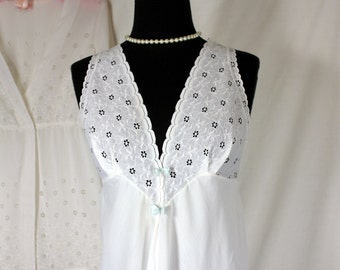 Vintage Nightgown Peignoir Set White Eyelet Alice Maloof Small