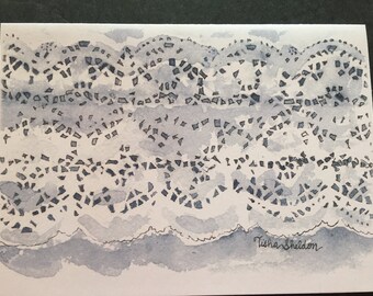 Lace, watercolor note card