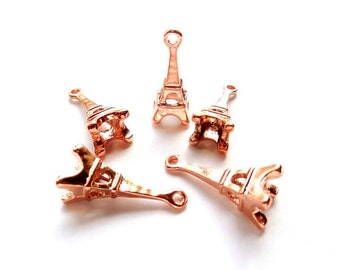 5 Rose Gold Plated Eiffel Tower Charms - 20-13