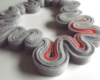Neon Statement Necklace Felt Necklace Felted Jewelry Recycled Eco Friendly Felt Bib Necklace