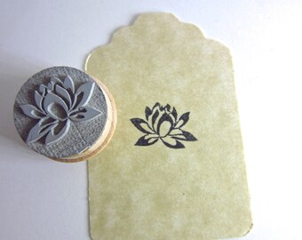 Lotus Rubber Stamp for gift tags, package stamping, jewelry making, clay stamping and more Y001