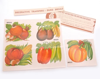 Vintage 1950's Duro Decals - Vegetable Transfer Decals