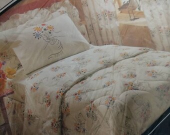 Pacific Miracale Picasso Hands & Flowers King Flat Sheet NIP ( New In Package)