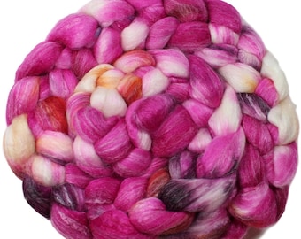 Lolly - hand-dyed Merino wool / bamboo / silk (4 oz.) combed top roving