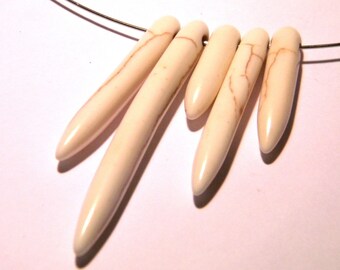 5 beads long-howlite natural - 20 to 50 mm - ivory - PG140