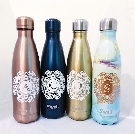 Mandala Initial S'well® Bottle - Bridesmaids, Groomsmen, Teacher, Sorority, Wedding, Swell Bottle