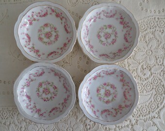 Set of 4 Vintage Antique China Zeh Scherzer Berry Bowls. Shabby Chic China Floral Bowls, Tea Party, Bridal Shower. Wedding Bridesmaid Gift
