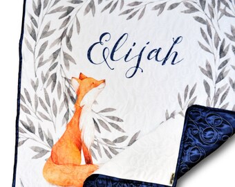 Personalized Baby Quilt * Name Baby Quilt * Name Baby Blanket * Monogrammed Blanket * Baby Name Blanket * Personalized Quilt * Fox Quilt