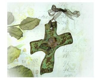 Ceramic cross - Wall Hanging Cross, Cross for Wall, Decorated Art Wall Cross, house warming gift, #41