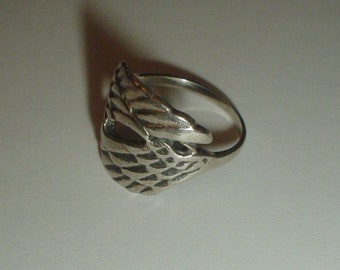 Silver ring angel wings vintage sterling UK N US 6.5
