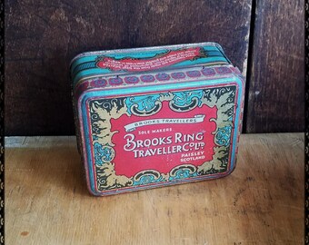 Vintage Brooks Ring Traveller co Ltd tin, Paisley Scotland