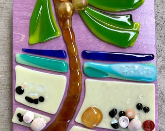 Coconut Beach by Shelly Batha Island Fused Glass