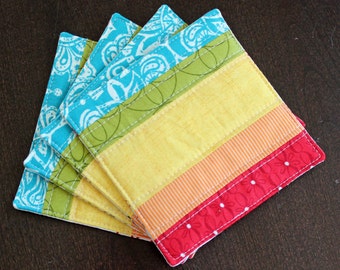 Rainbow Quilted Coasters - Set of 4